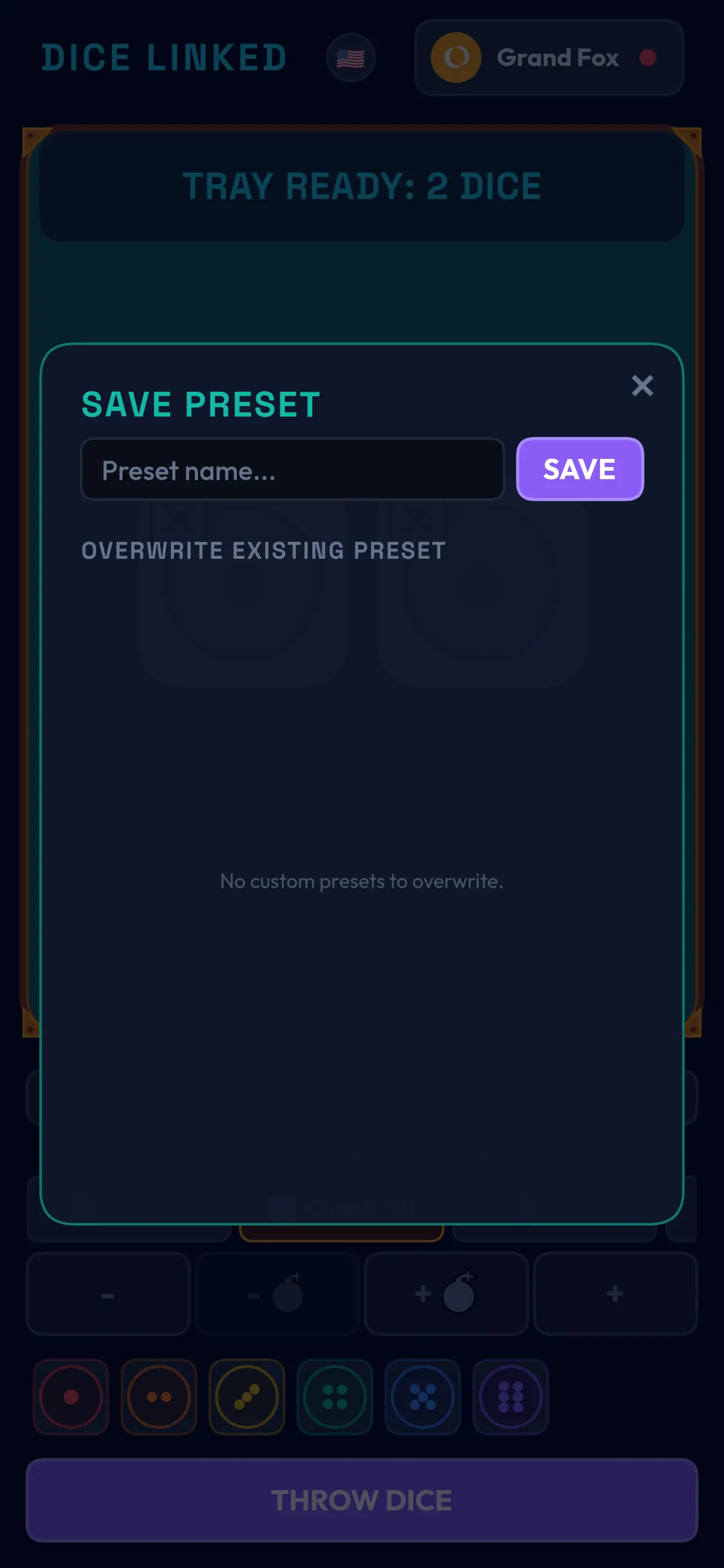 DICE LINKED 3D dice customizer for changing colors and faces